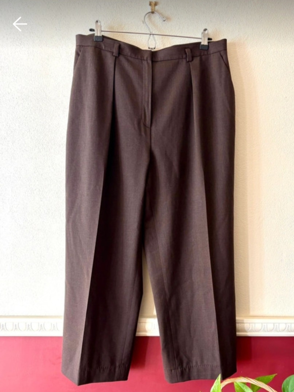 Jones New York Brown Wool Straight-Leg Dress Trousers